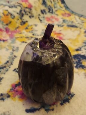 Threshold Decorative Black And Gray Swirl Glass Pumpkin Accent